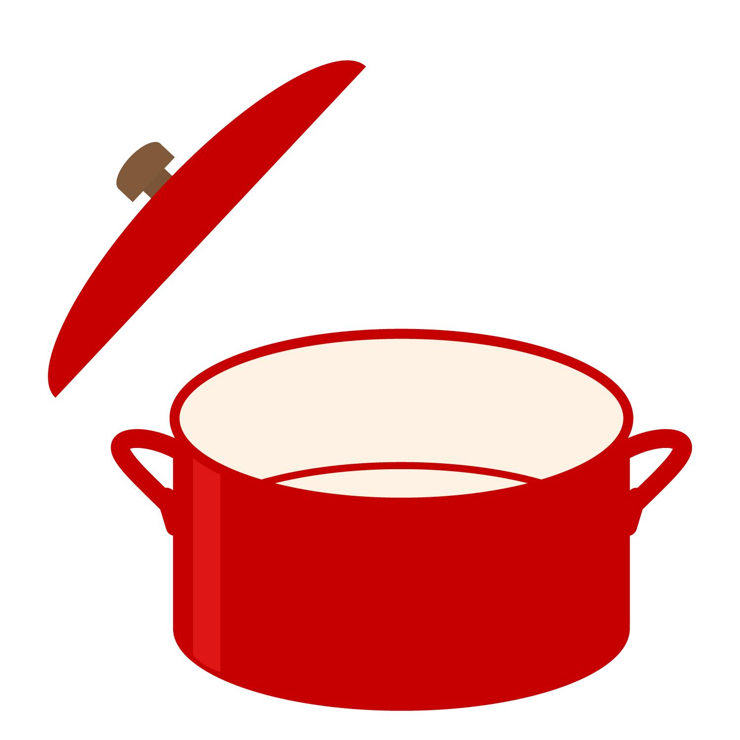 蓋付きの赤い両手鍋